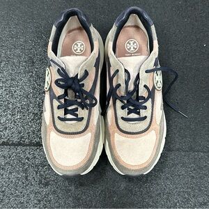 Tory Burch Sawyer sneakers in seashell pink and malva suede size 9